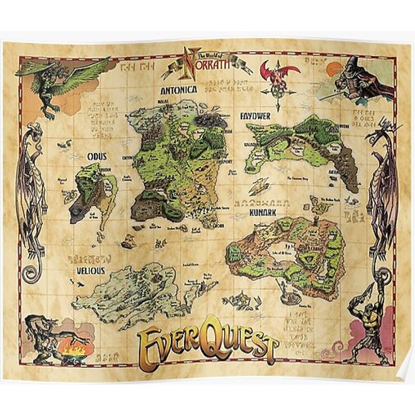 Everquest World Of Norrath Map Premium Matte Vertical Poster-image