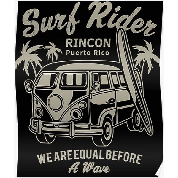 Rincon Puerto Rico - Surf Rider Surfing Destination Vintage Logo Premium Matte Vertical Poster-image