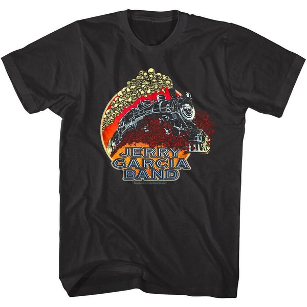 Jerry Garcia Band Men's T-Shirt | Train Skulls Roses Graphic Tee | 70S San Francisco Rock-image