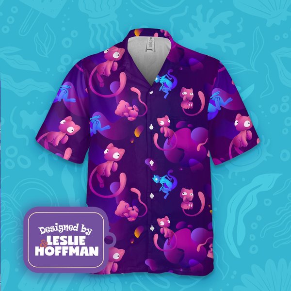 Mew Mewtwo Pkm Hawaiian Shirt, Button Up Shirt-image