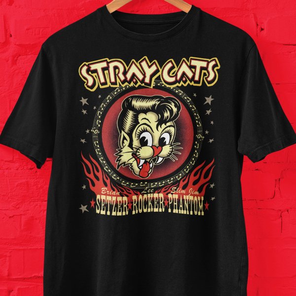 Stray Cats Rockabilly Band Graphic Short Sleeve Tee-image