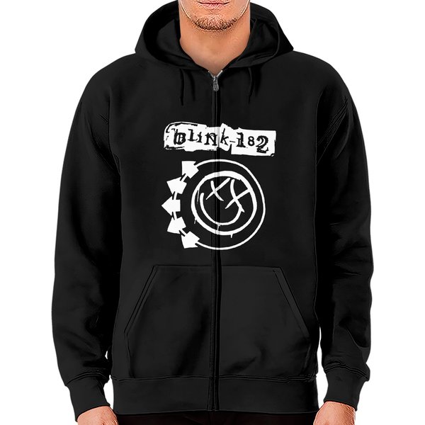 Blink Rock Band Graphic 182 Zip Hoodies | Smiley Zip Hoodies Face Blinkssweatshirt