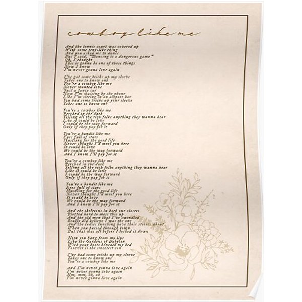Cowboy Like Me Lyric Premium Matte Vertical Poster-image