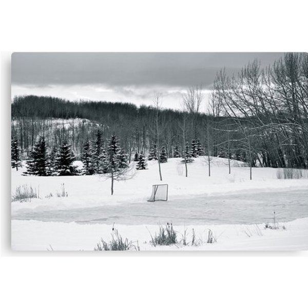 Black And White Pond Hockey Canvas