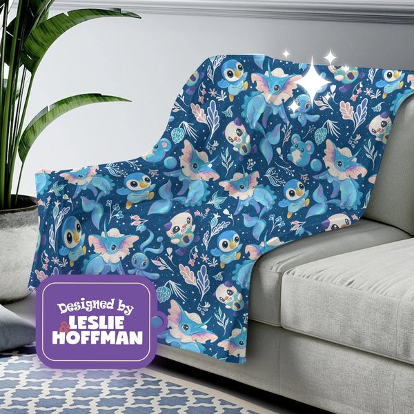 Vaporeon Water Pkm Blanket, Fleece Blanket-image