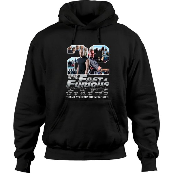 Fast And Furious Movie Hoodies, 22 Years Fast & Furious 2001-2023 Anniversary Hoodies-image