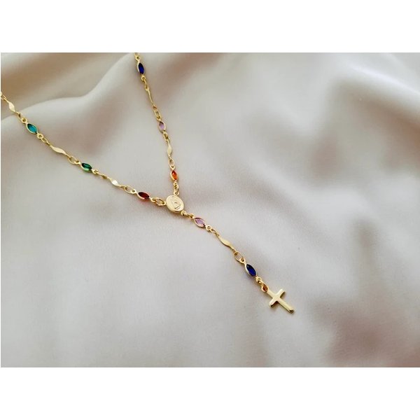 Gold Rosary Necklaces ,18 K Gold Filled Gemstone Rosary