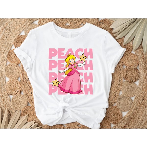 Princess Peach Tshirt,Princess Peach Love Heart Shirt-image