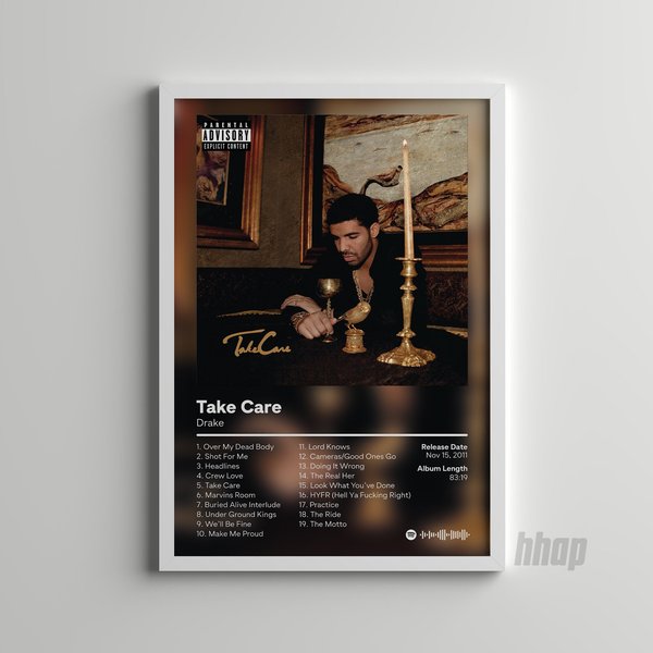 Drake - Take Care - Hip Hop Print - Album Cover Poster-image