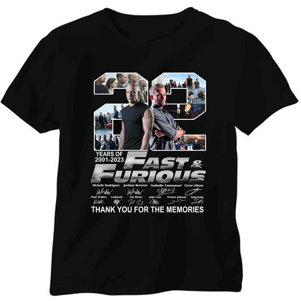 Fast And Furious Movie Shirt, 22 Years Fast & Furious 2001-2023 Anniversary Shirt-image