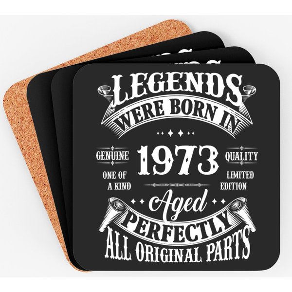 50Th Birthday Coasters Vintage Legends Born In 1973 50 Years Old Coasters-image