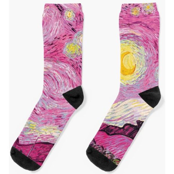 Van Gogh - Pink Starry Night Socks-image
