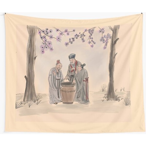 Three Vinegar Tasters Tapestry-image