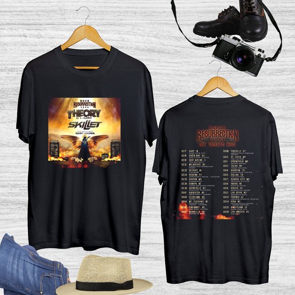 Rock Resurrection Tour Theory Of A Deadman Skillet T-Shirt, Rock Reurection Tour 2023 Shirt-image