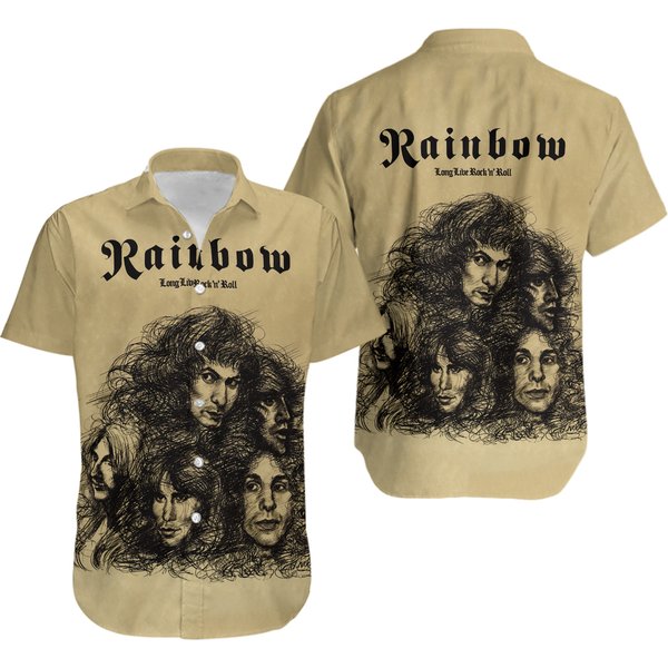 Rainbow Band Hawaiian Shirt, Music Hawaiian Shirt, Rainbow Rock Vintage-image