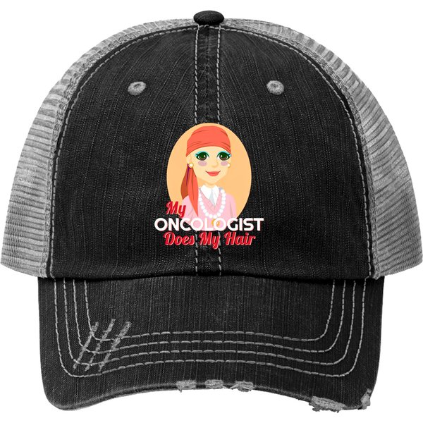My Oncologist Does My Hair Cancer Therapy Chemo Trucker Hats-image