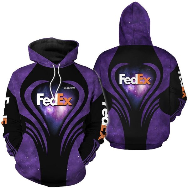 Fedex Galaxy Purple Heart Hoodie 3D, Love Fedex Hoodie 3D-image
