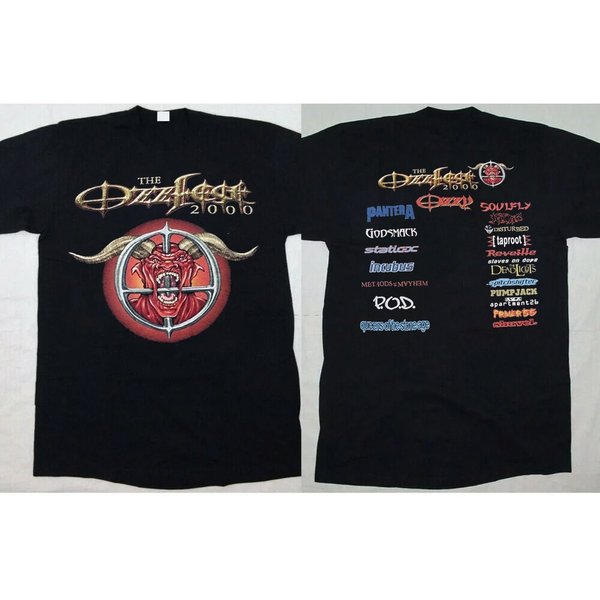 The Ozzfest 2000 Vintage Concert Tour Devil T-Shirt Ozzy Mayhem Skull Incubus T-Shirt-image