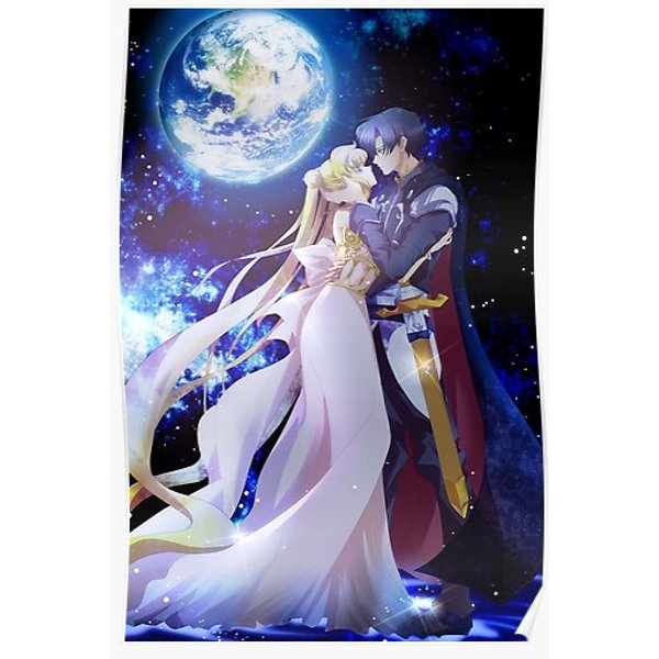 Manga Princess Serenity & Tuxedo Mask Premium Matte Vertical Poster-image