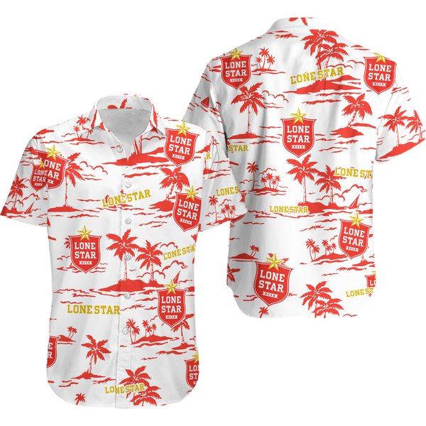 Lone Star Hawaiian Beach Pattern Shirt, Hawaii Beer Loves Shirt-image