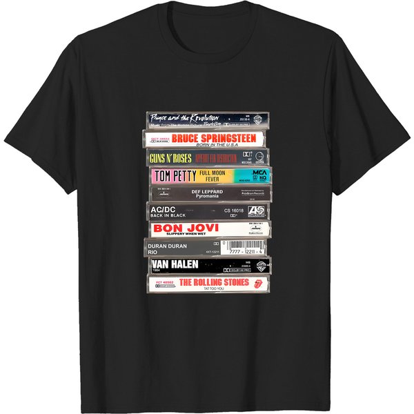 90'S Rock, Cassette Tape Stack, Vintage Tee, Rock Fans, Music Tee-image
