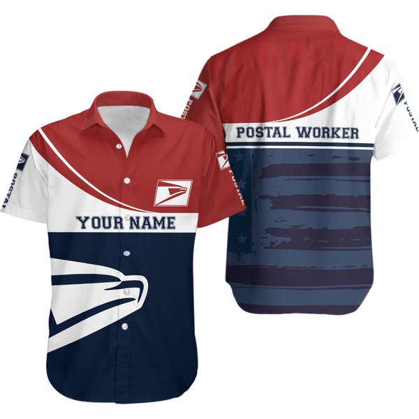 Personalized Postal Worker Shirt, Shirt With Postal Worker Logo Hawaii Shirt-image