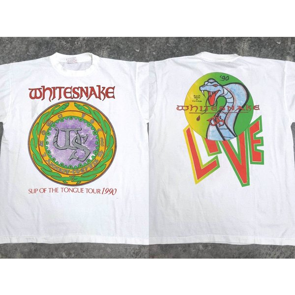 Whitesnake Slip Of The Tongue Tour 1990 T-Shirt, Whitesnake Live On Tour '90 T-Shirt-image