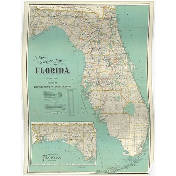 Vintage Florida Map (1916) Premium Matte Vertical Poster-image