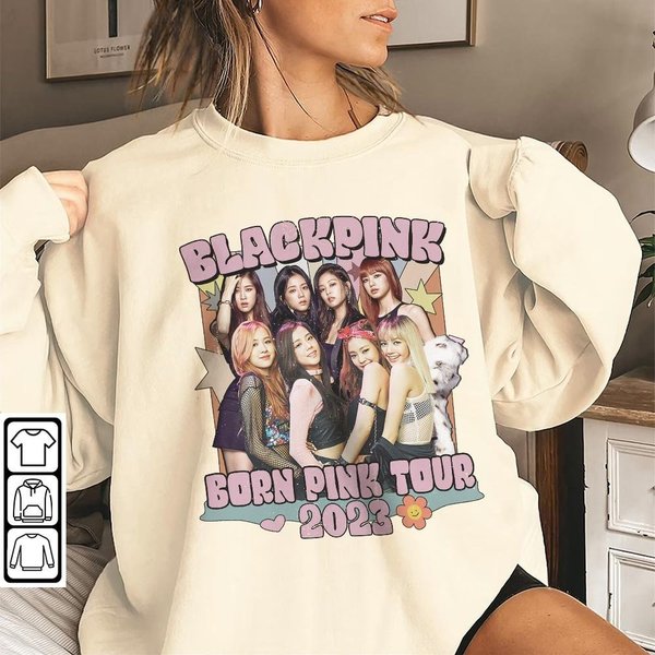 Blackpink Kpop Shirt, Blackpink Music Vintage, Born Pink World Tour 2023 Sweatshirt-image