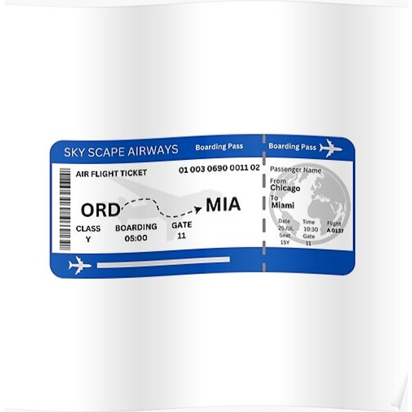 Airplane Ticket Premium Matte Vertical Poster-image