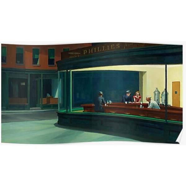 Edward Hopper Nighthawks Art Print 1942 American Painter Vintage Poster American Realism Premium Matte Vertical Poster-image
