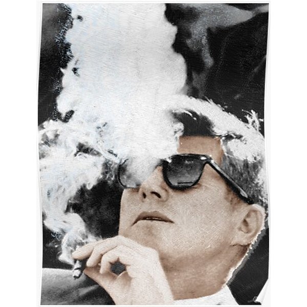 John F Kennedy Cigar And Sunglasses Jfk Premium Matte Vertical Poster-image
