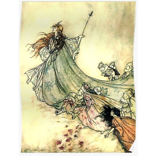 Vintage Art - Titania, Queen Of The Fairies By Arthur Rackham (Digitally Remastered) Premium Matte Vertical Poster-image