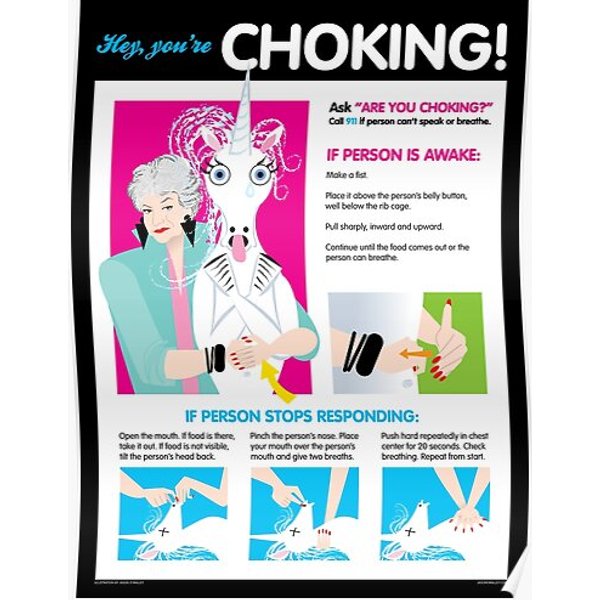 Choking Poster Featuring Bea Arthur And A Unicorn Premium Matte Vertical Poster-image