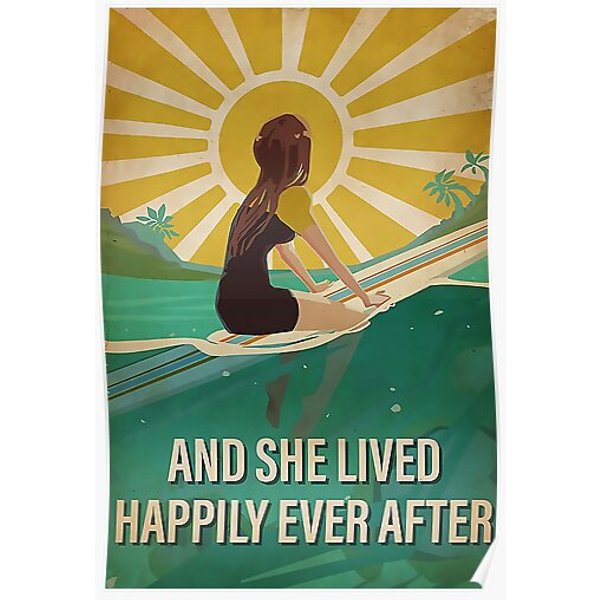 Surfing And She Lived Happily Ever After Premium Matte Vertical Poster-image