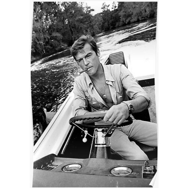 Roger Moore In Boat Premium Matte Vertical Poster-image