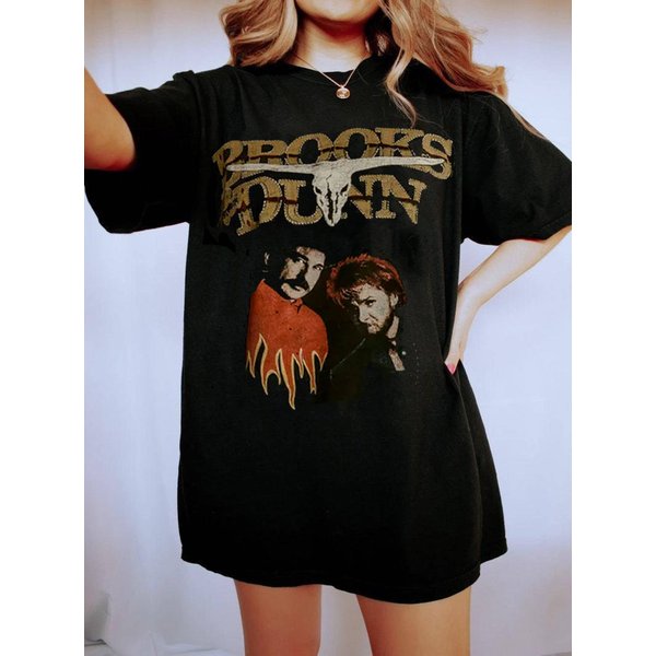 Brooks & Dunn - 90S Brooks Dunn Country Music T-Shirt, Vintage Country Music Unisex T-Shirt-image