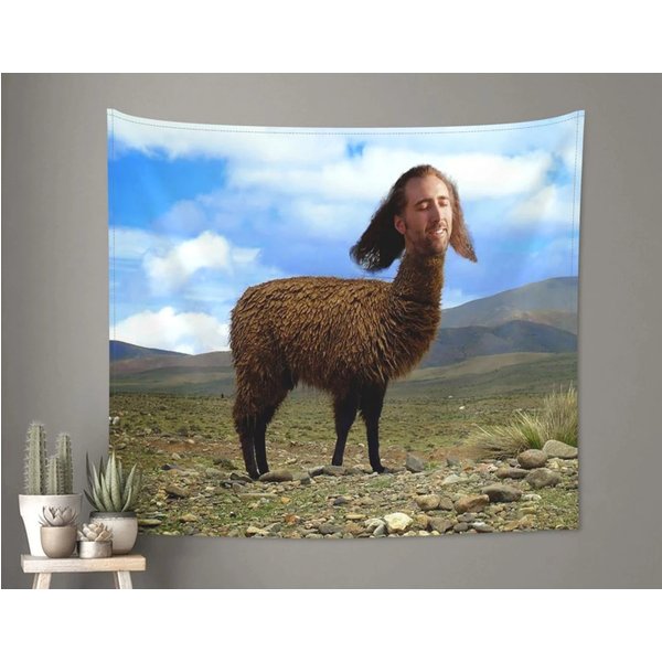 Funny Meme Tapestries Hippie Tapestry Wall Hanging Elpaca Nicolas Cage Tapestry-image