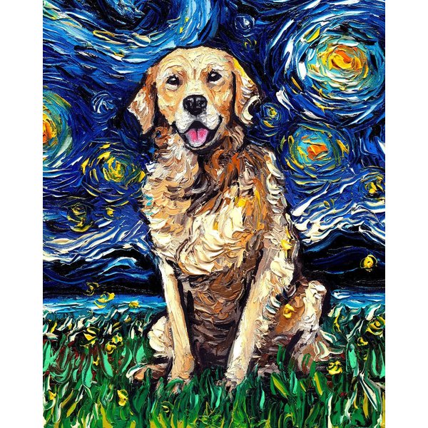 Golden Retriever Starry Night Art Print-image