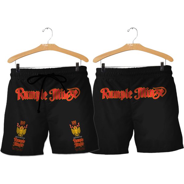 Rumple Minze Horizontal Text Shorts, Beer Basic Men Hawaiian Shorts, Rumple Minze Beach Short-image