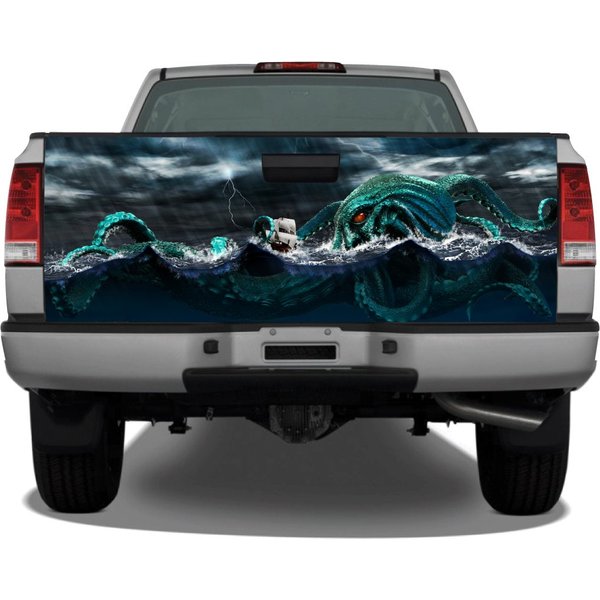 Sea Monster Kraken Storm Tailgate Wrap Vinyl Graphic Decal, Halloween Decal