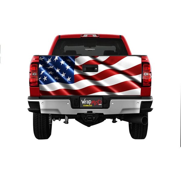 Tailgate Wrap, Satin American Flag Waving Truck Bed Decal