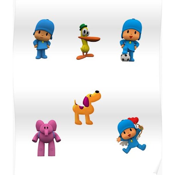 Cute Pocoyo And Pato Pack Premium Matte Vertical Poster-image
