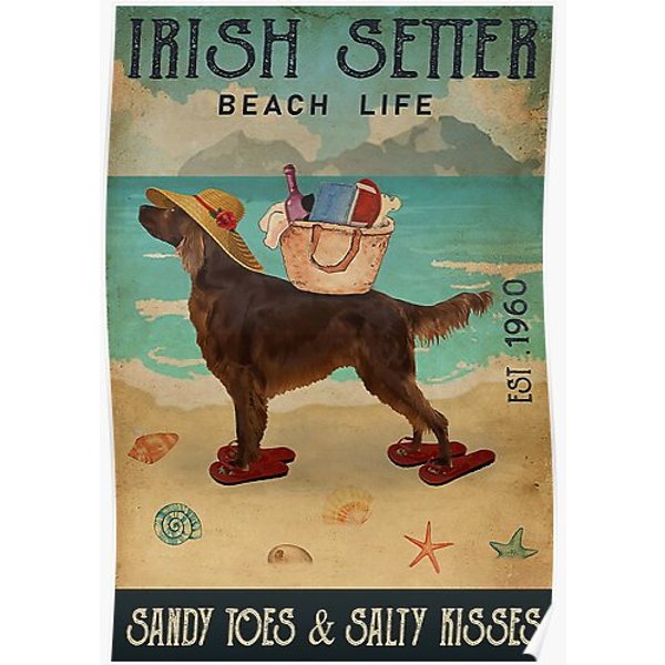 Beach Life Sandy Toes Irish Setter Dog Premium Matte Vertical Poster-image