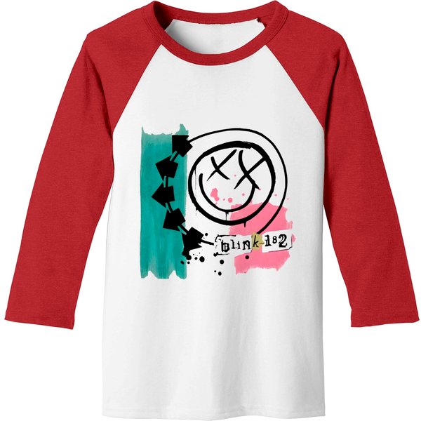 Blink Smile 182 Baseball Tees - Colorful World Tour Merchandise-image