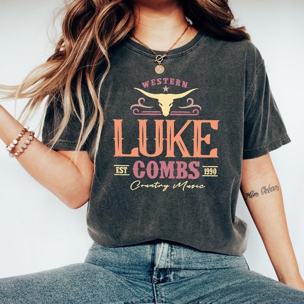 Vintage Lukee Comb Est 1990 T Shirt, Western Lukee Comb Bullhead Tour 2023 Merch-image