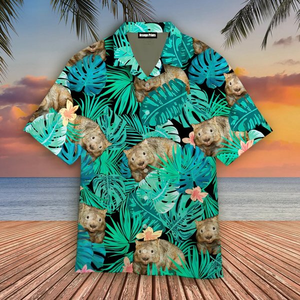 Wombat Tropical Flowers Aloha Hawaiian Shirt-image