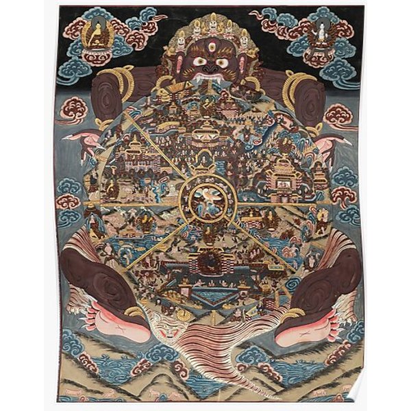 Bhavachakra, The Wheel Of Life - Buddhist Thangka Print Premium Matte Vertical Poster-image
