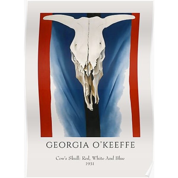 Georgia O'keeffe || Cow's Skull Red Premium Matte Vertical Poster-image
