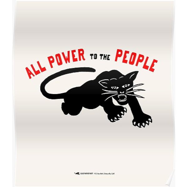 Black Panthers: 'All Power To The People': Original Black With Red Text On Cream Premium Matte Vertical Poster-image